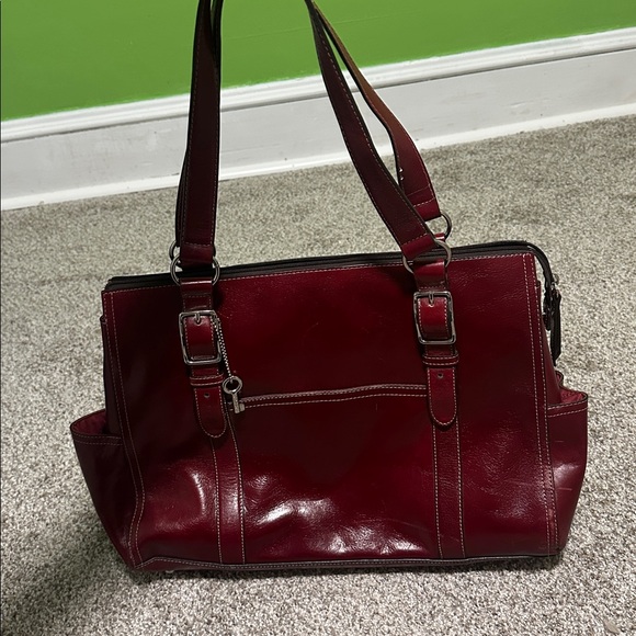 Vintage Fossil Leather Business Tote bag - Picture 1 of 6
